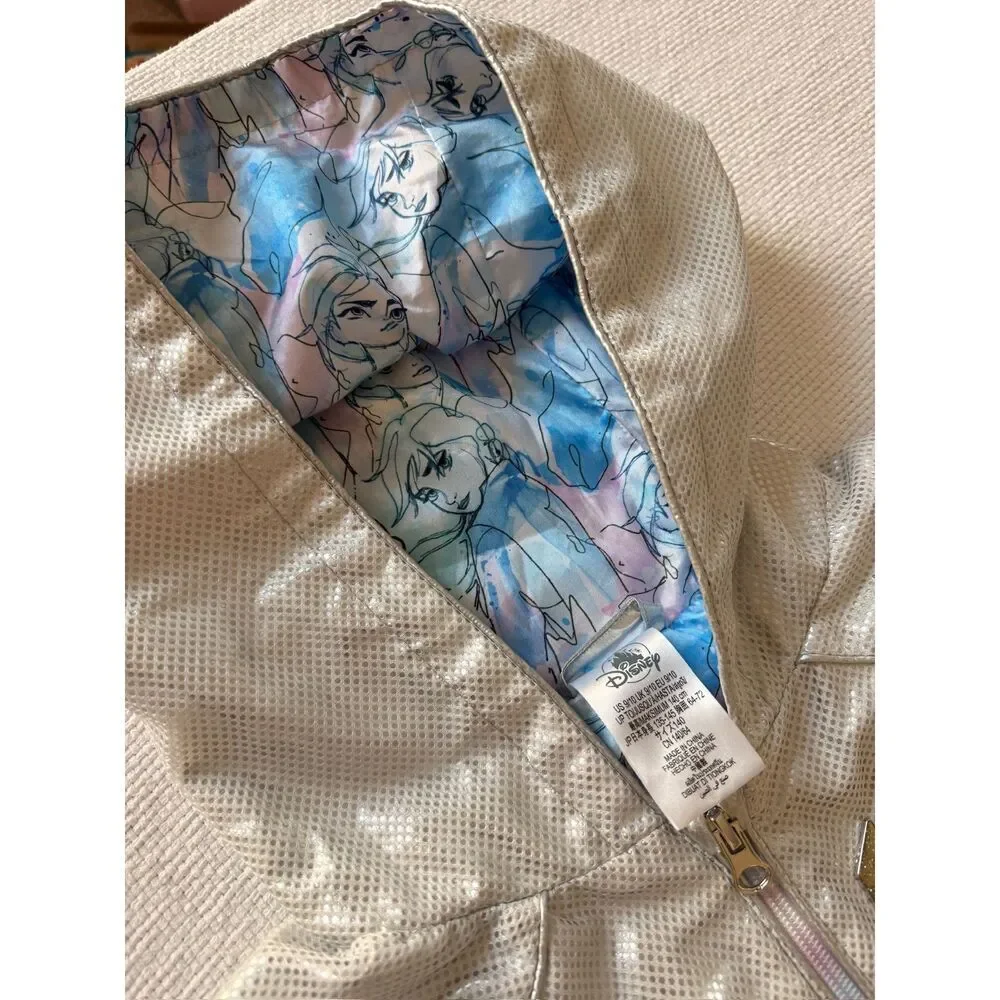 Disney Frozen 2 Girls Hooded Cape Jacket Silver Size 9/10 Elsa Anna